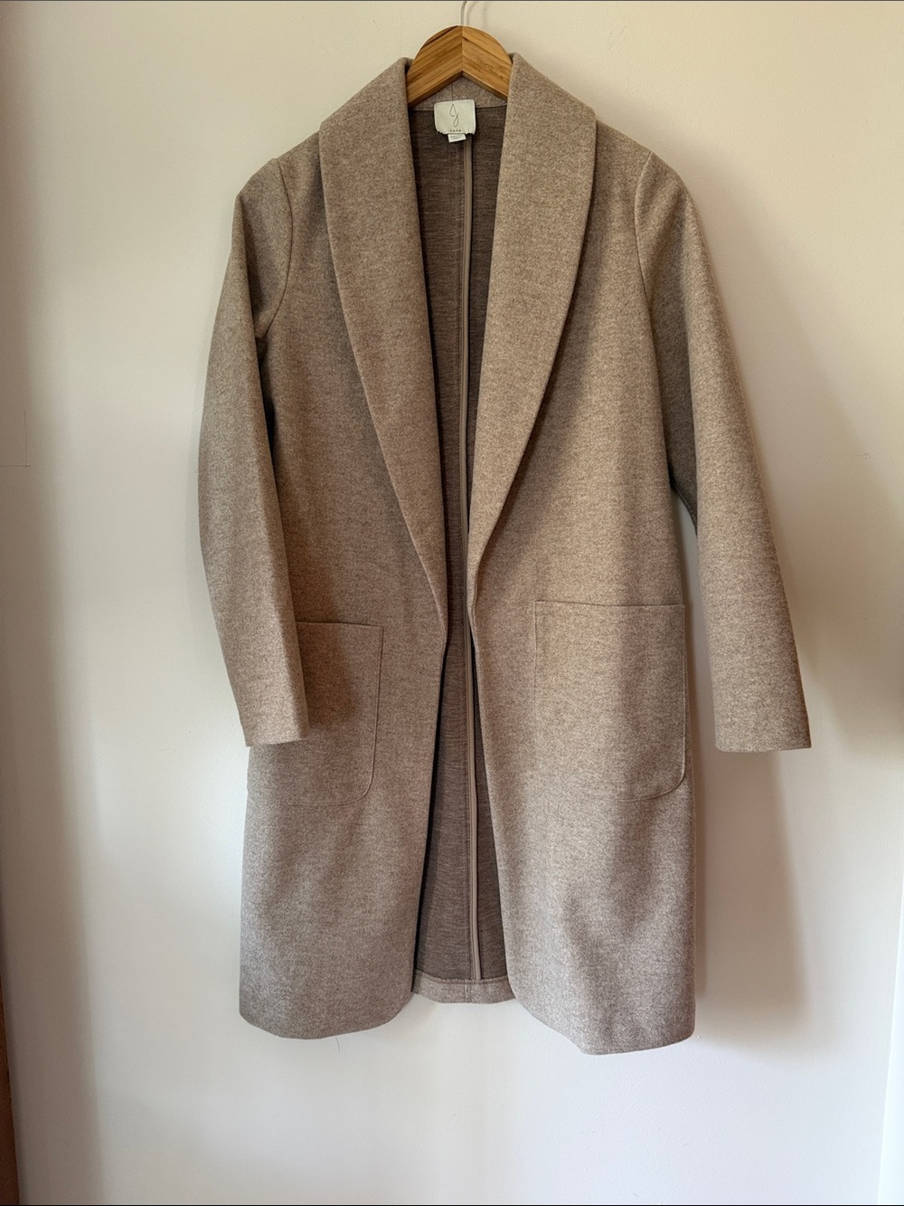Joke Shawl Collar Coatigan in Taupe - Sz XS